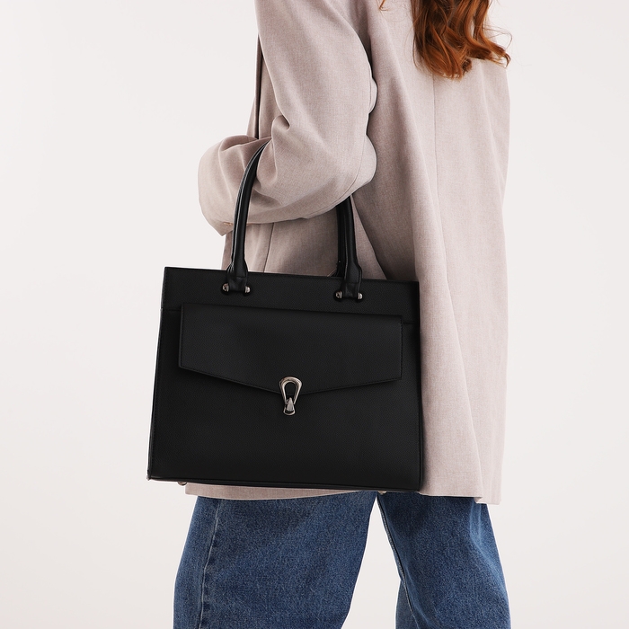 Сумка женская тоут, на молнии, цвет чёрный