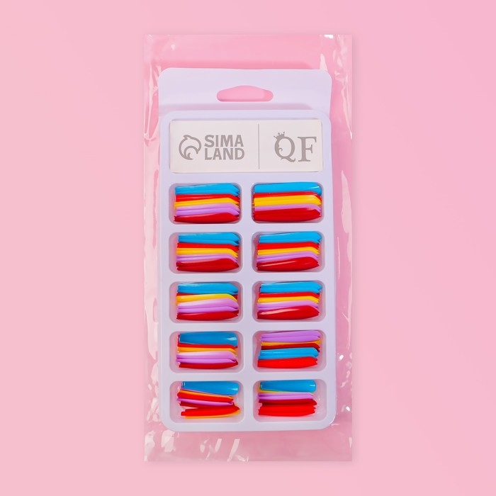 Накладные ногти «Сolorful», 100 шт, форма балерина, в контейнере, разноцветные Накладные ногти «Сolorful», 100 шт, форма балерина, в контейнере, разноцветные