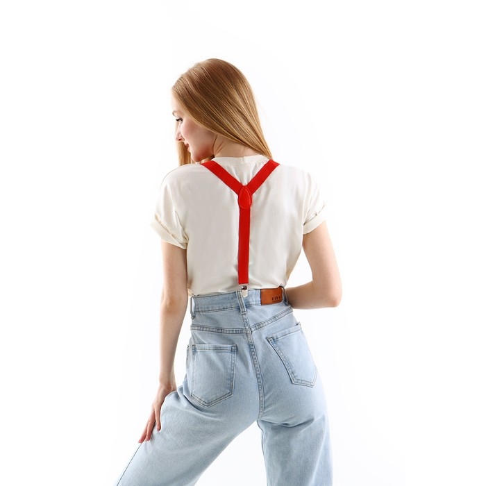 Подтяжки взрослые, ширина 2.5 см, цвет красный Подтяжки взрослые, ширина 2.5 см, цвет красный