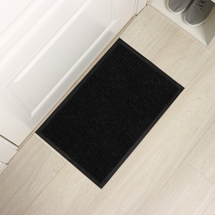 Коврик влаговпитывающий придверный с окантовкой Доляна «Стандарт», 40×60 см, цвет чёрный Коврик влаговпитывающий придверный с окантовкой Доляна «Стандарт», 40×60 см, цвет чёрный