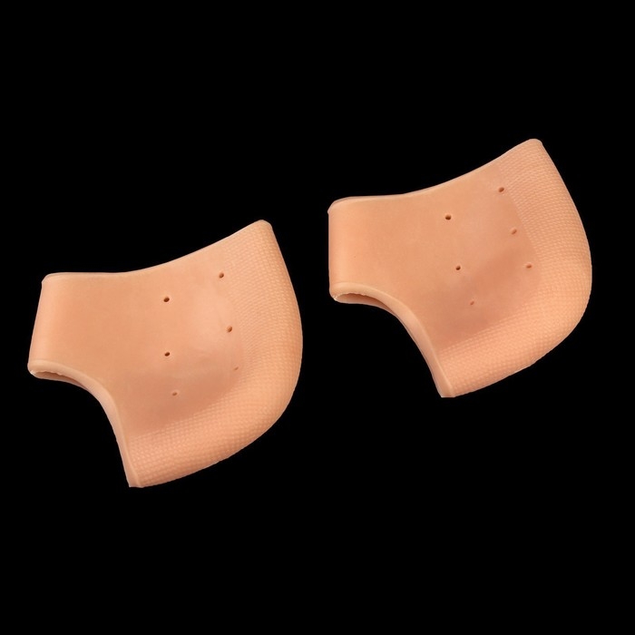 Напяточники для педикюра, увлажняющие, силиконовые, с перфорацией, 10 × 10,5 см, ONE SIZE, цвет бежевый Напяточники для педикюра, увлажняющие, силиконовые, с перфорацией, 10 × 10,5 см, ONE SIZE, цвет бежевый