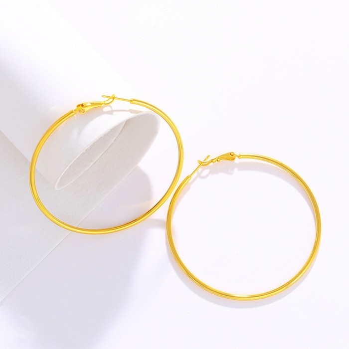 Серьги-кольца XUPING классика, d=5,5 см, цвет золото Серьги-кольца XUPING классика, d=5,5 см, цвет золото