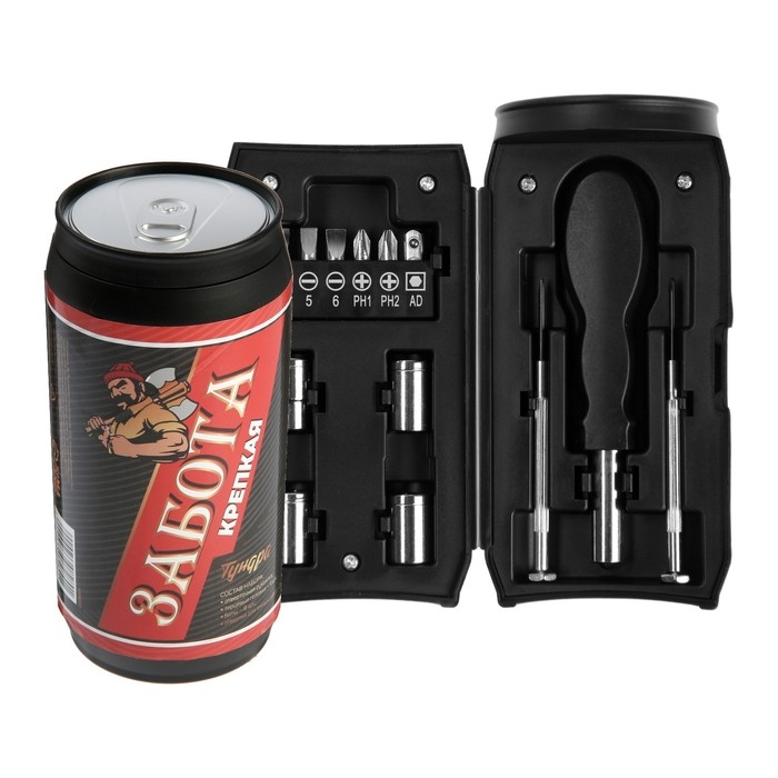 Набор инструментов ТУНДРА, подарочный пластиковый кейс Набор инструментов ТУНДРА, подарочный пластиковый кейс "Банка", 13 предметов