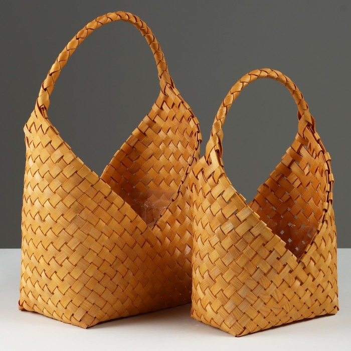 Набор корзин плетеных, 21x12x10x26/35,5 см, 16x9x7,5x20/28 см, 2 шт, секвойя Набор корзин плетеных, 21x12x10x26/35,5 см, 16x9x7,5x20/28 см, 2 шт, секвойя