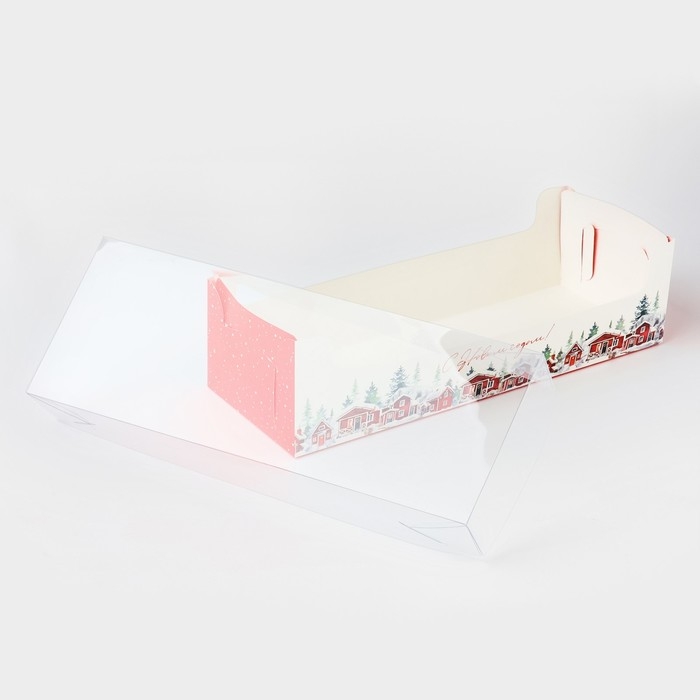 Коробка для кондитерских изделий с пластиковой крышкой «Сказка в городе», 30 х 8 х 11 см, Новый год Коробка для кондитерских изделий с пластиковой крышкой «Сказка в городе», 30 х 8 х 11 см, Новый год