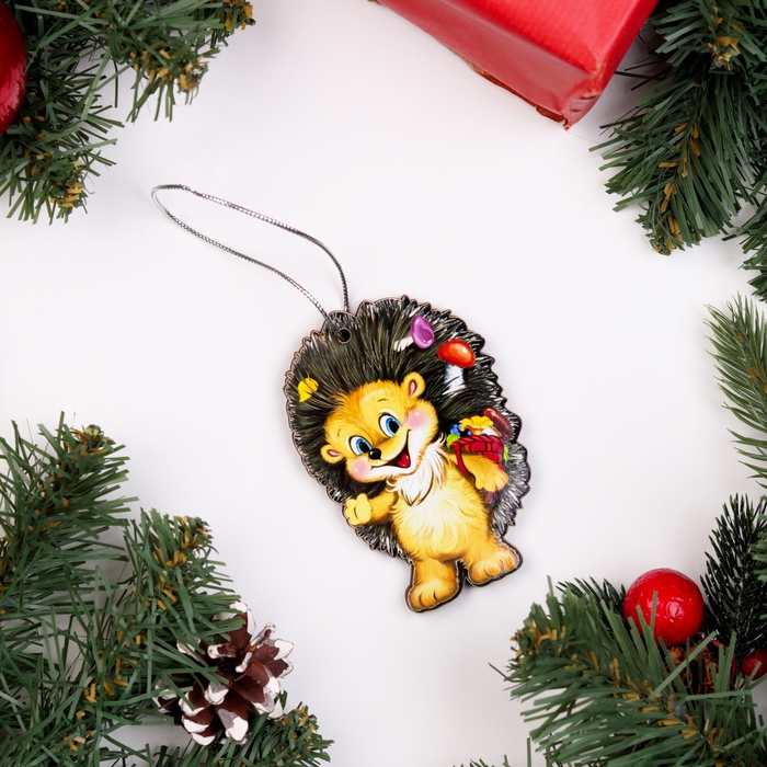 Ёлочная игрушка двусторонняя Ёлочная игрушка двусторонняя "Ёжик", 9х6 см