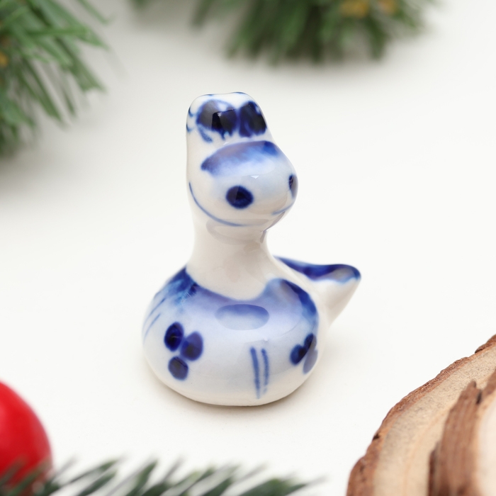 Новый год. Сувенир символ года Новый год. Сувенир символ года "Змея Пупс", гжель, 3,5 см