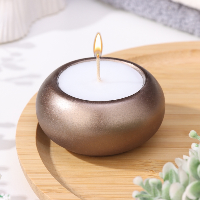 Свеча  Свеча "Полноторие" в подсвечнике из гипса малый,6х3см