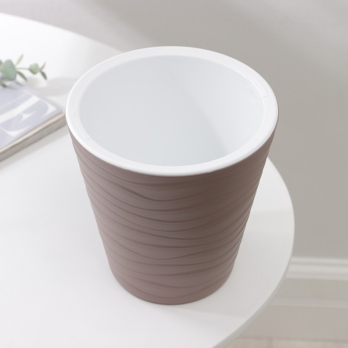 Кашпо для цветов со вставкой «Валенсия», 2 л, цвет мокко Кашпо для цветов со вставкой «Валенсия», 2 л, цвет мокко