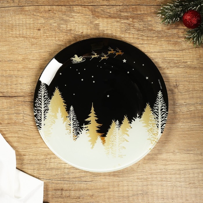Новый год. Тарелка стеклянная «Новогодняя ночь», 20 см Новый год. Тарелка стеклянная «Новогодняя ночь», 20 см