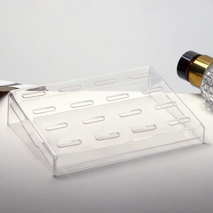 Подставка под кольца 16 мест, 13×9×3 см, оргстекло 2 мм, В ЗАЩИТНОЙ ПЛЁНКЕ Подставка под кольца 16 мест, 13×9×3 см, оргстекло 2 мм, В ЗАЩИТНОЙ ПЛЁНКЕ