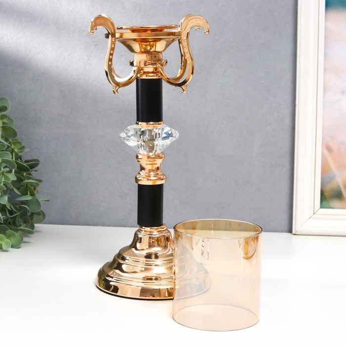 Подсвечник металл, стекло на 1 свечу Подсвечник металл, стекло на 1 свечу "Карино" d-7 см, золото 15,5х15,5х33 см