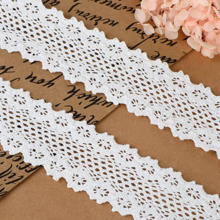 Кружево вязаное, 45 мм × 10 ± 1 м, цвет белый Кружево вязаное, 45 мм × 10 ± 1 м, цвет белый