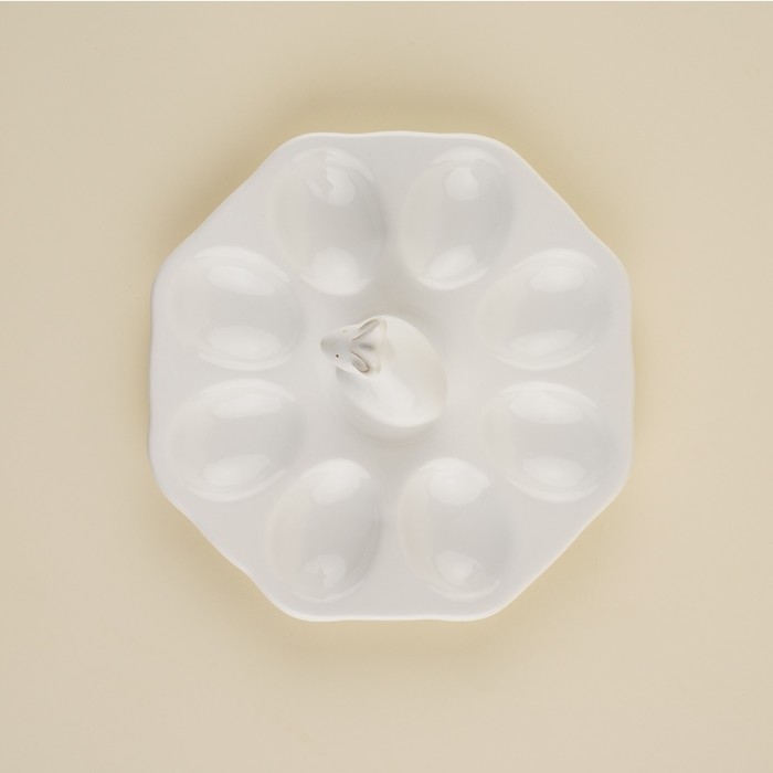 Подставка для яиц керамическая SL Home «Пасхальные кролики», 19×9 см, 8 ячеек, цвет белый Подставка для яиц керамическая SL Home «Пасхальные кролики», 19×9 см, 8 ячеек, цвет белый