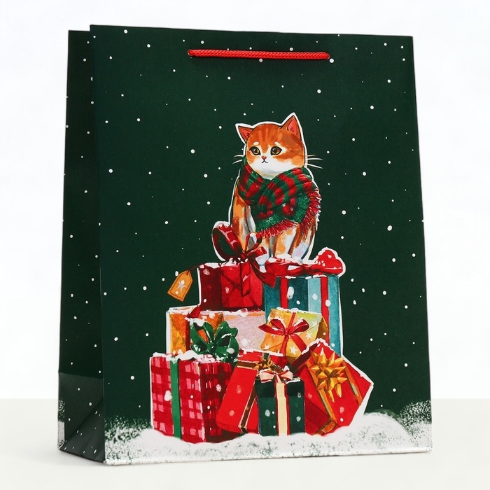 Новый год. Пакет подарочный "Салют ", 26 х 32 х 12 см.