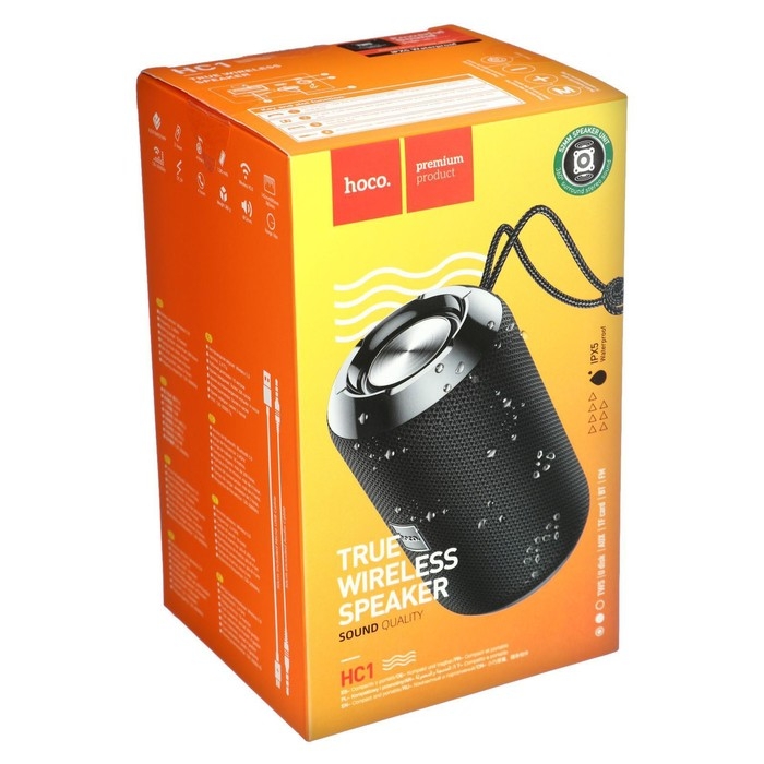 Портативная колонка Hoco HC1, 5 Вт, 1200 мАч, BT5.0, microSD, USB, AUX, FM-радио, черная Портативная колонка Hoco HC1, 5 Вт, 1200 мАч, BT5.0, microSD, USB, AUX, FM-радио, черная