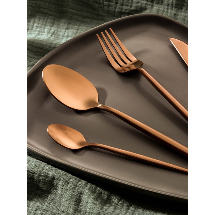 Столовые приборы из нержавеющей стали Magistro «Оску базис», 4 предмета, цвет бронзовый Столовые приборы из нержавеющей стали Magistro «Оску базис», 4 предмета, цвет бронзовый