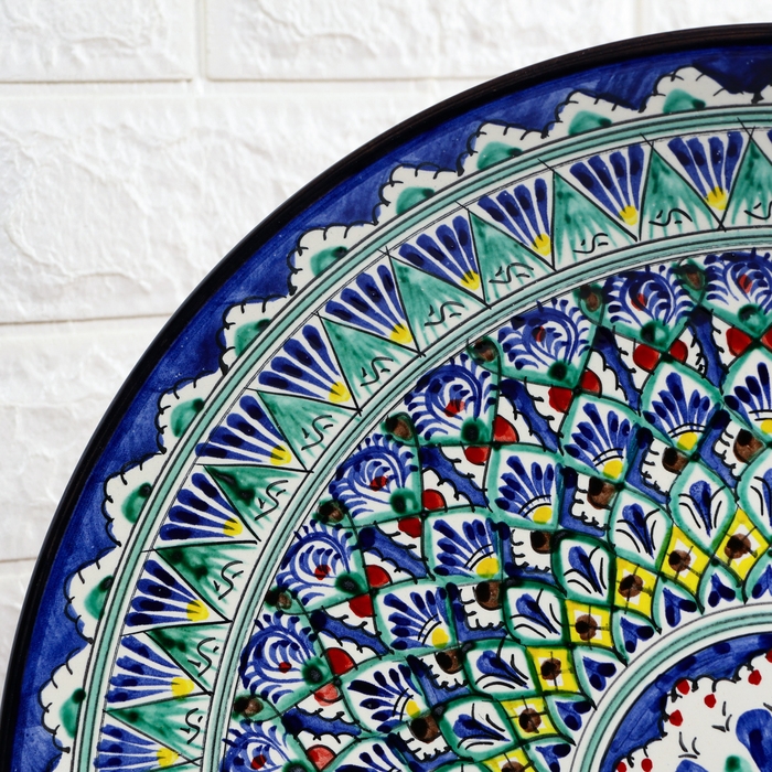 Ляган Риштанская Керамика  Ляган Риштанская Керамика "Узоры", 42 см, синий