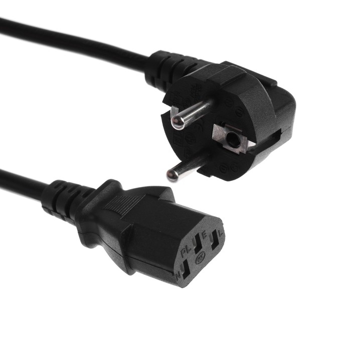 Кабель питания Luazon KDGN-005, Schuko - C13, 10 А, 5 м, 3-х жильный, черный Кабель питания Luazon KDGN-005, Schuko - C13, 10 А, 5 м, 3-х жильный, черный