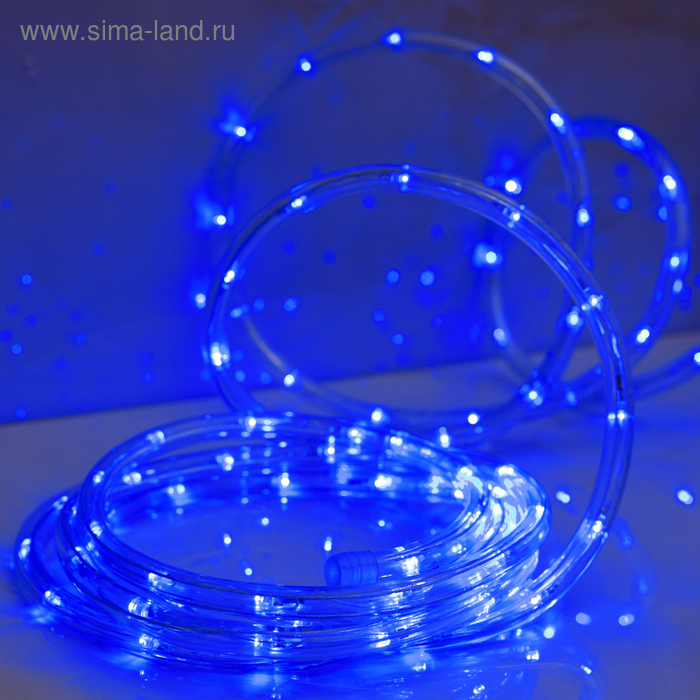Световой шнур Luazon Lighting 10 мм, IP65, 5 м, 24 LED/м, 220 В, 8 режимов, свечение синее Световой шнур Luazon Lighting 10 мм, IP65, 5 м, 24 LED/м, 220 В, 8 режимов, свечение синее