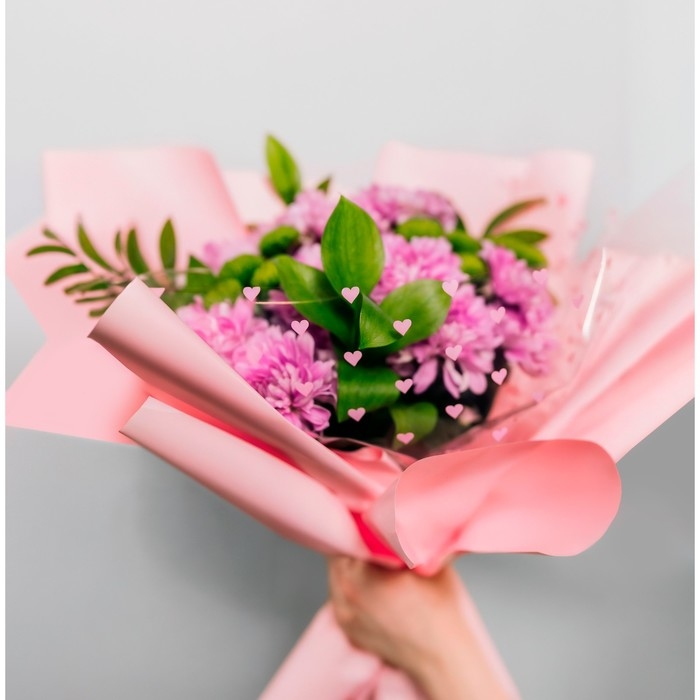 Плёнка для цветов глянцевая «Сердца», 0,6 х 8 м Плёнка для цветов глянцевая «Сердца», 0,6 х 8 м