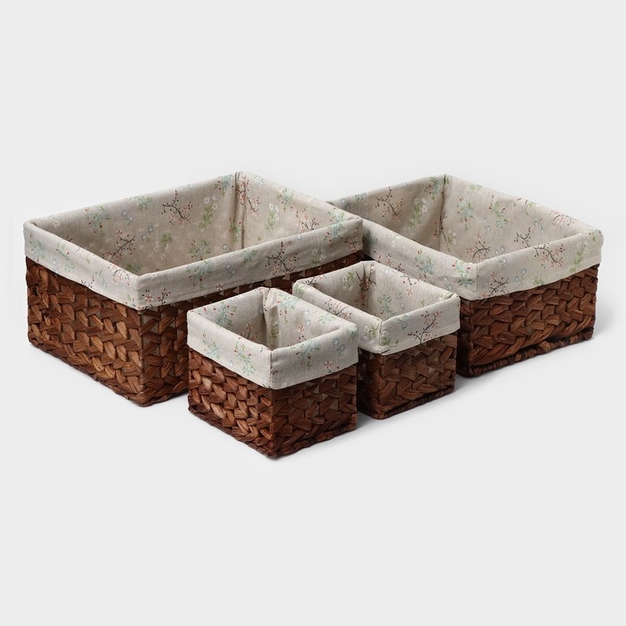 Корзины для хранения LaDо́m, ручное плетение, 4 шт, цвет коричневый Корзины для хранения LaDо́m, ручное плетение, 4 шт, цвет коричневый