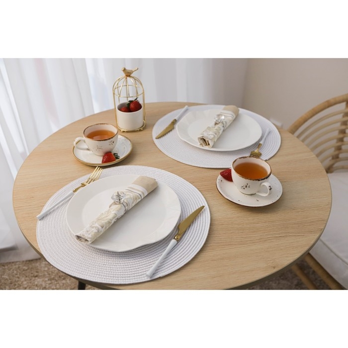 Салфетка сервировочная на стол Доляна «Лофт», d=38 см, цвет белый Салфетка сервировочная на стол Доляна «Лофт», d=38 см, цвет белый