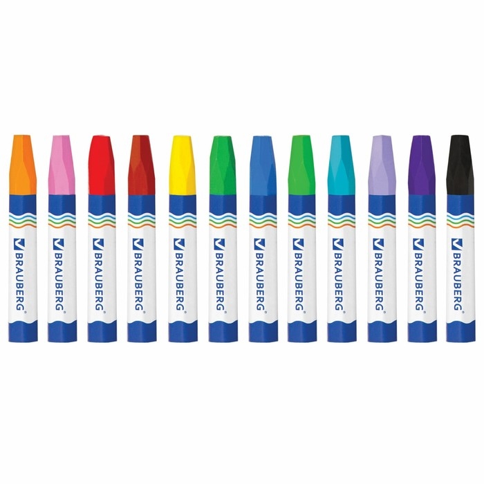 Мелки восковые 12 цветов BRAUBERG, утолщенные, шестигранные, на масляной основе Мелки восковые 12 цветов BRAUBERG, утолщенные, шестигранные, на масляной основе