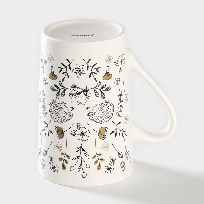 Кружка фарфоровая Доляна «Ёжик», 380 мл, цвет белый Кружка фарфоровая Доляна «Ёжик», 380 мл, цвет белый