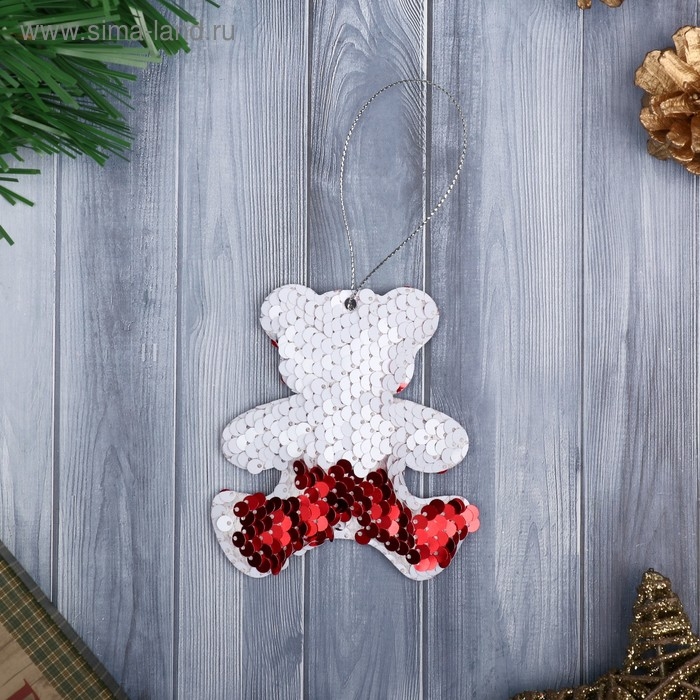 Мягкая подвеска "Мишка - праздничный перелив" 8,5*9,5 см, микс