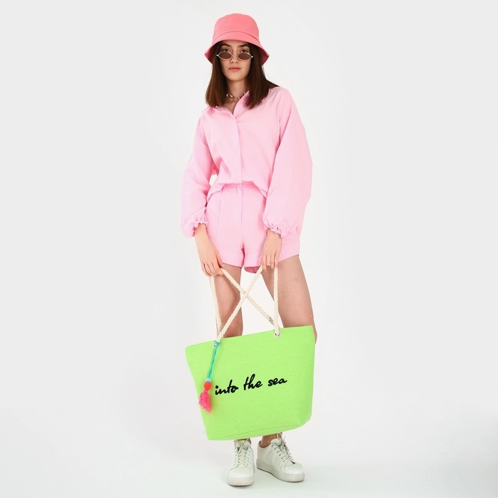 Сумка женская пляжная Into the sea, 50х34,5х14 см, зелёный цвет Сумка женская пляжная Into the sea, 50х34,5х14 см, зелёный цвет