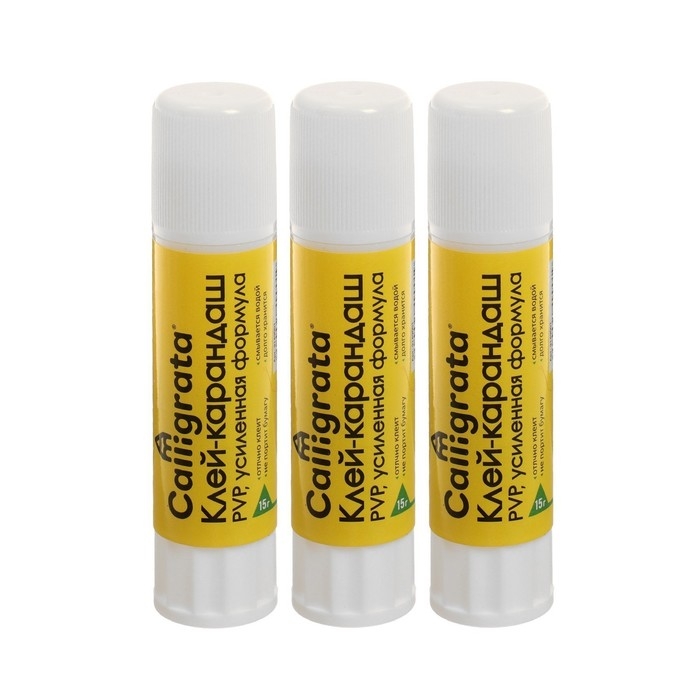 Клей-карандаш 15 грамм PVP усиленная формула, набор 3шт Клей-карандаш 15 грамм PVP усиленная формула, набор 3шт