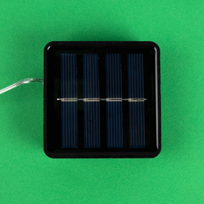 Гирлянда «Нить» 10 м роса, IP44, серебристая нить, 100 LED, свечение тёплое белое, 2 режима, солнечная батарея