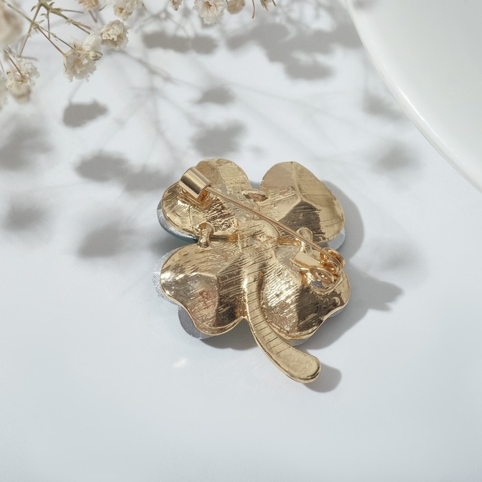 Брошь «Клевер» роскошный, цвет тёмно-зелёный в золоте Брошь «Клевер» роскошный, цвет тёмно-зелёный в золоте