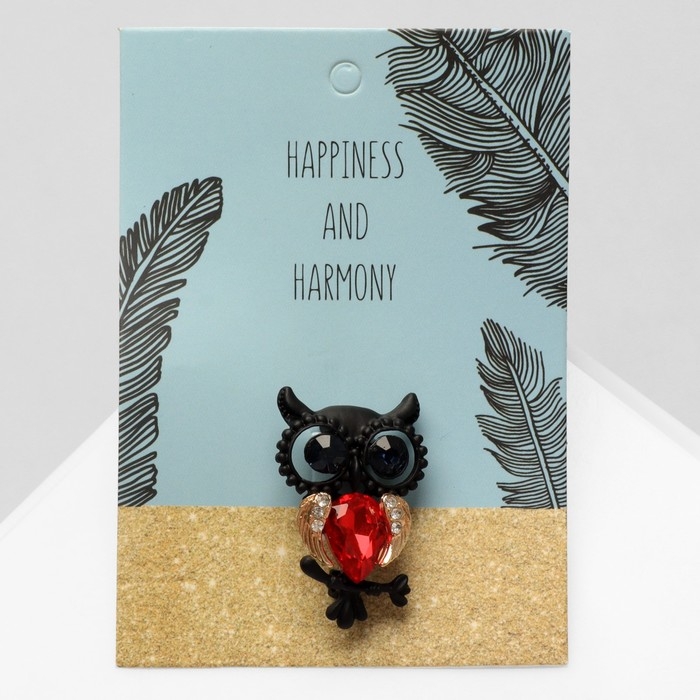 Брошь «Сова», цветная в чёрном металле Брошь «Сова», цветная в чёрном металле