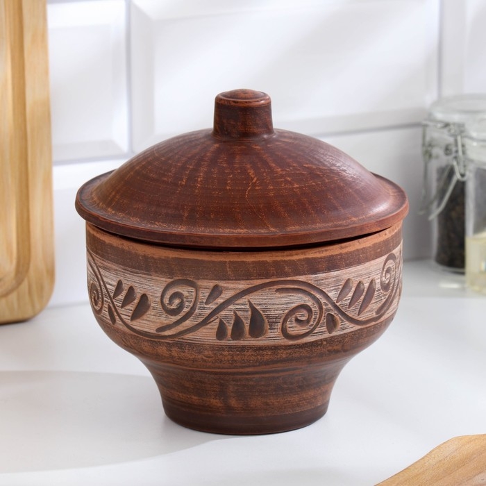 Кастрюля Кастрюля "Ангоб", 0,9 л., 9х14х14 см