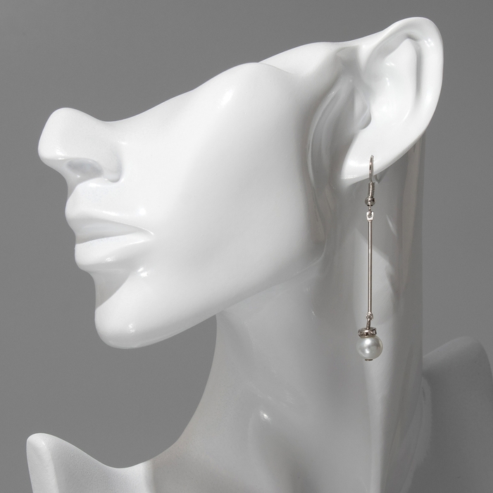 Серьги с жемчугом «Бусинки на палочке», цвет белый Серьги с жемчугом «Бусинки на палочке», цвет белый