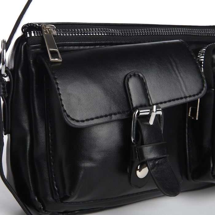 Сумка женская с карманами кожзам, черный цвет Сумка женская с карманами кожзам, черный цвет