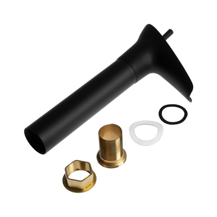 Смеситель для раковины ZEIN Ретро высокий каскадный излив, без подводки, латунь, цвет черный Смеситель для раковины ZEIN Ретро высокий каскадный излив, без подводки, латунь, цвет черный