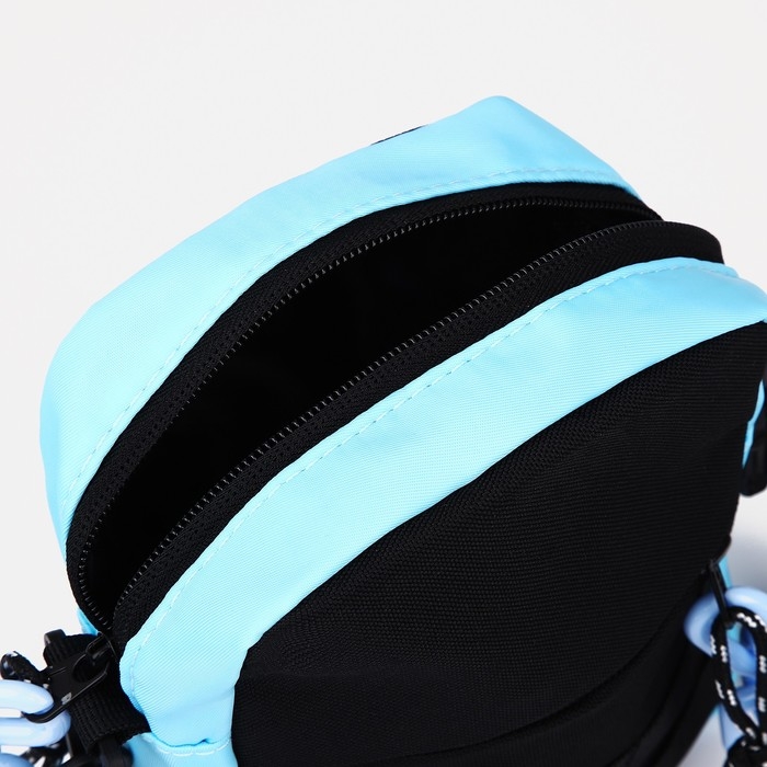 Сумка молодёжная на молнии, 1 наружный карман, цвет чёрный/голубой Сумка молодёжная на молнии, 1 наружный карман, цвет чёрный/голубой