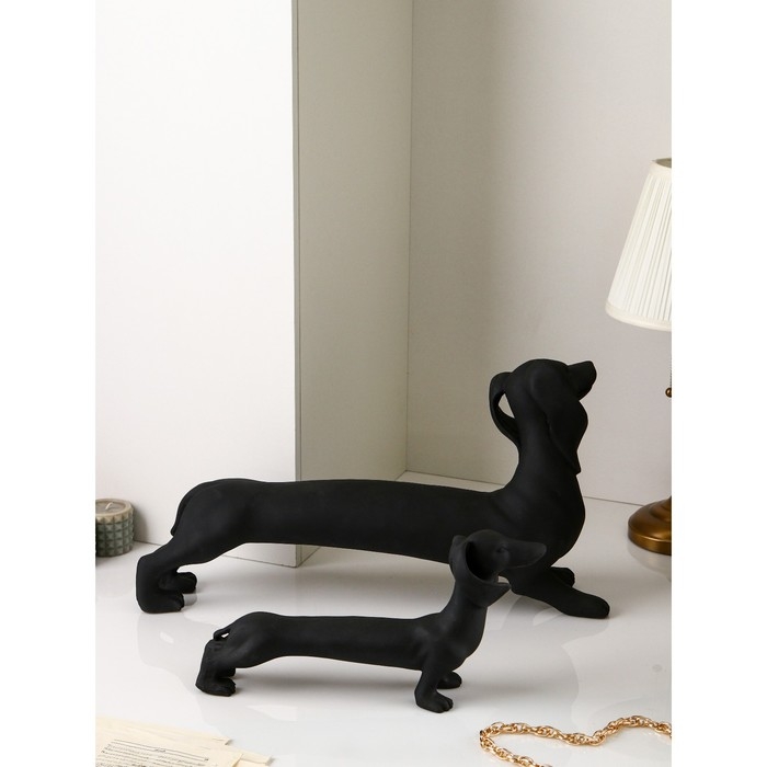 Набор фигур «Такса», полистоун, 35 см, цвет черный матовый Набор фигур «Такса», полистоун, 35 см, цвет черный матовый