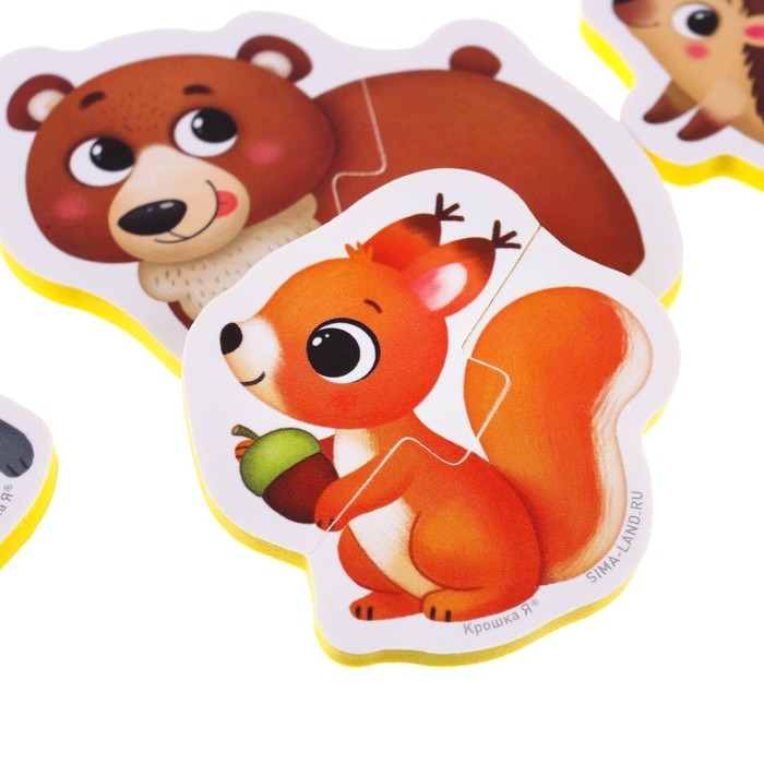 Мягкий пазл для малышей «Лесные зверята», 5 пазлов, Крошка Я Мягкий пазл для малышей «Лесные зверята», 5 пазлов, Крошка Я
