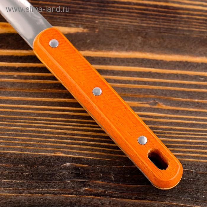 Шумовка для казана узбекская 45см, диаметр 12см, с деревянной ручкой Шумовка для казана узбекская 45см, диаметр 12см, с деревянной ручкой