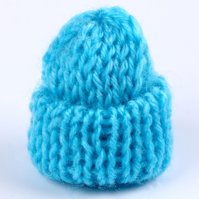 Шапка для игрушек вязаная, набор 10 шт., цвет голубой Шапка для игрушек вязаная, набор 10 шт., цвет голубой