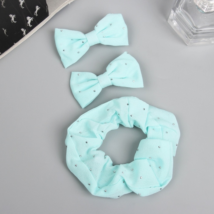 Набор для волос Набор для волос "Фелиция" (резинка 7 см, 2 зажима 6,5 см) блеск, мятный