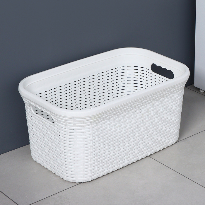 Корзина для глаженого белья «Ротанг», 32 л, 50×31×25 см, цвет белый Корзина для глаженого белья «Ротанг», 32 л, 50×31×25 см, цвет белый