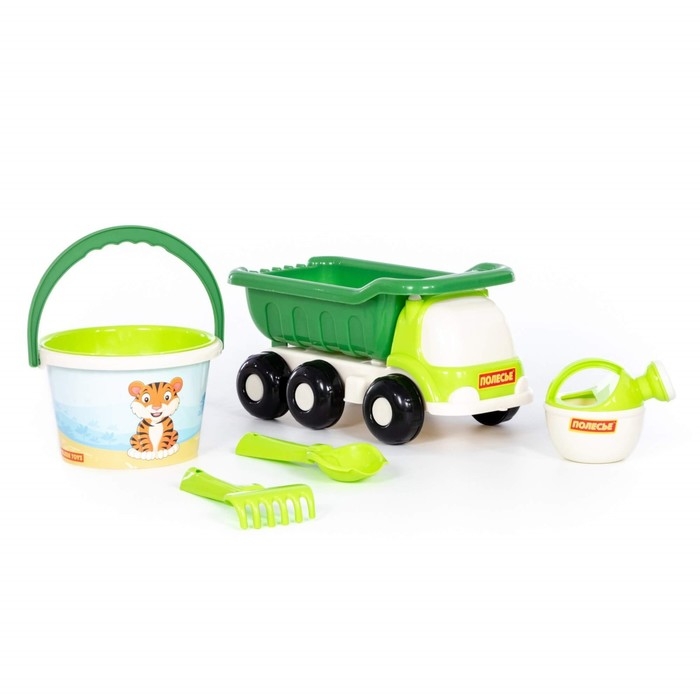 Песочный набор №640 «Кеша» сафари: самосвал, ведро, ситечко, совок, грабельки, лейка, цвета МИКС Песочный набор №640 «Кеша» сафари: самосвал, ведро, ситечко, совок, грабельки, лейка, цвета МИКС