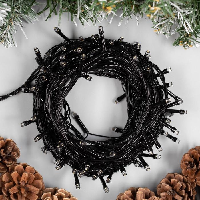 Гирлянда «Нить» 10 м, IP20, тёмная нить, 100 LED, свечение тёплое белое, 8 режимов, 220 В Гирлянда «Нить» 10 м, IP20, тёмная нить, 100 LED, свечение тёплое белое, 8 режимов, 220 В