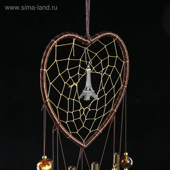 Музыка ветра металл Музыка ветра металл "Сердце с Эйфелевой башней" 4 трубки 5 колокольчиков d=17 см длина 65см