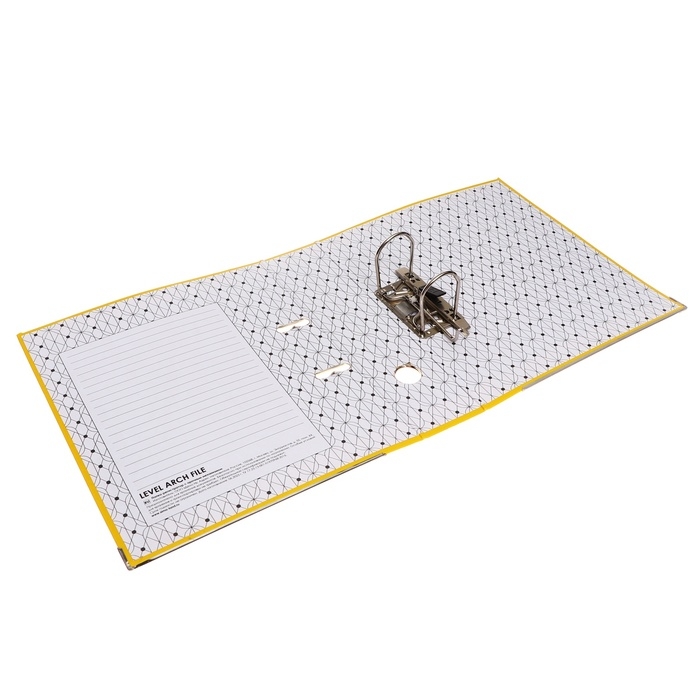 Папка-регистратор А4, 75 мм, Calligrata, ПВХ, тиснение Папка-регистратор А4, 75 мм, Calligrata, ПВХ, тиснение "лен", металлическая окантовка, карман на корешок, собранная, желтая, микс